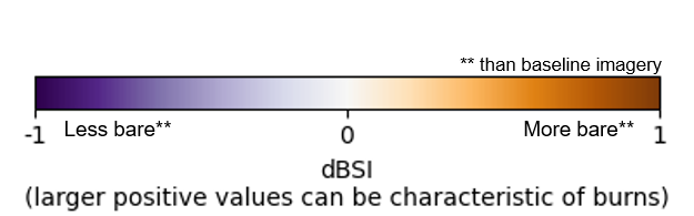 Colourbar for dBSI product between -1 to +1